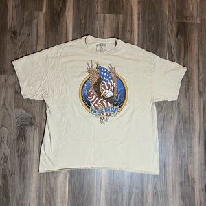 Classic Free Ride Bald Eagle Men's Graphic T-Shirt Size XXL Cotton Beige USA